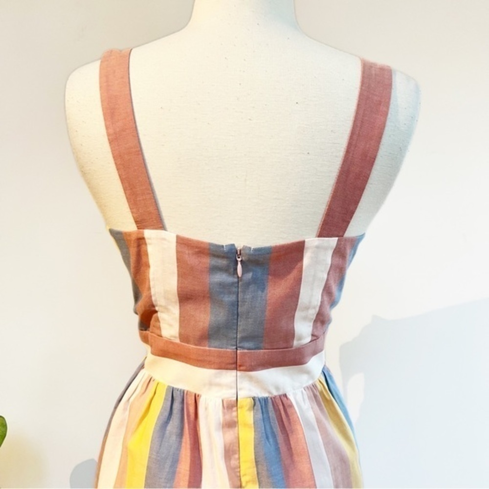 Madewell tie front cutout sherbet stripe dress. - Picture 7 of 9